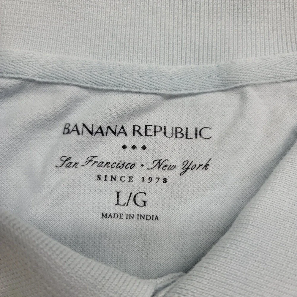 Banana Republic Shirt Mens Large‎ Blue Short Sleeve Pocket Classic Preppy Polo